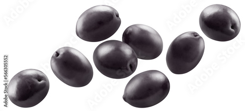 Tableau sur toile Flying delicious black olives cut out