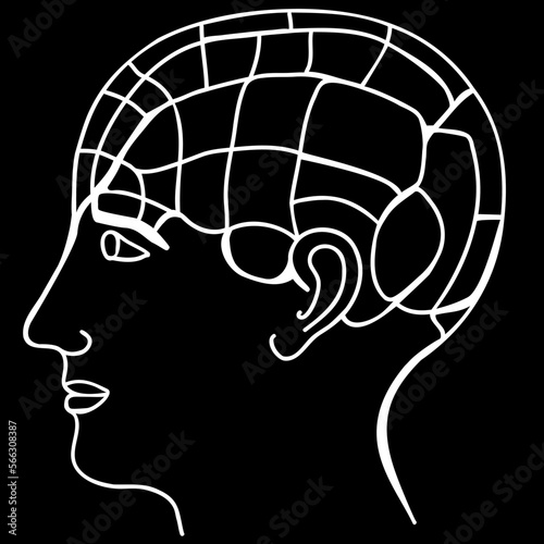 Illustration of a human silhouette with brain