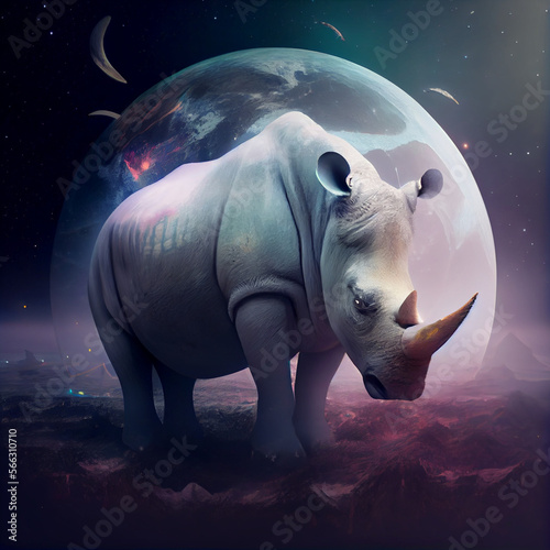 rhino walks on an unknown planet,Generative AI