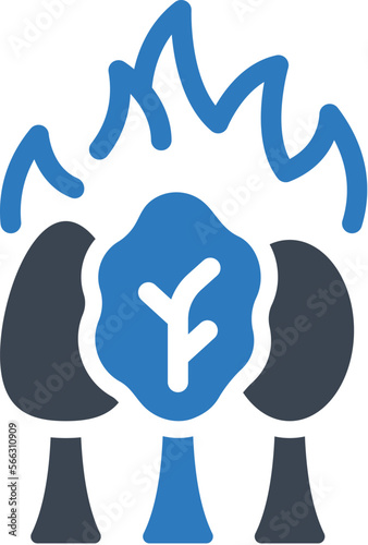 Forest fire burning icon