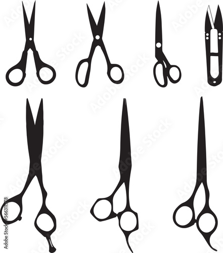 Scissors silhouette set icon, Barber scissors icon, SVG Vector