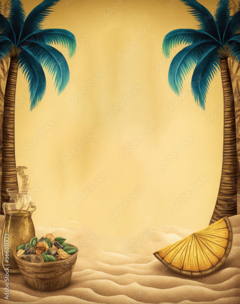 Beach background with palms invitation card — Generative AI Stock