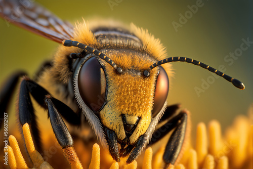 Bee Macro, Close Up, Queen Bee, Insect, Generative AI