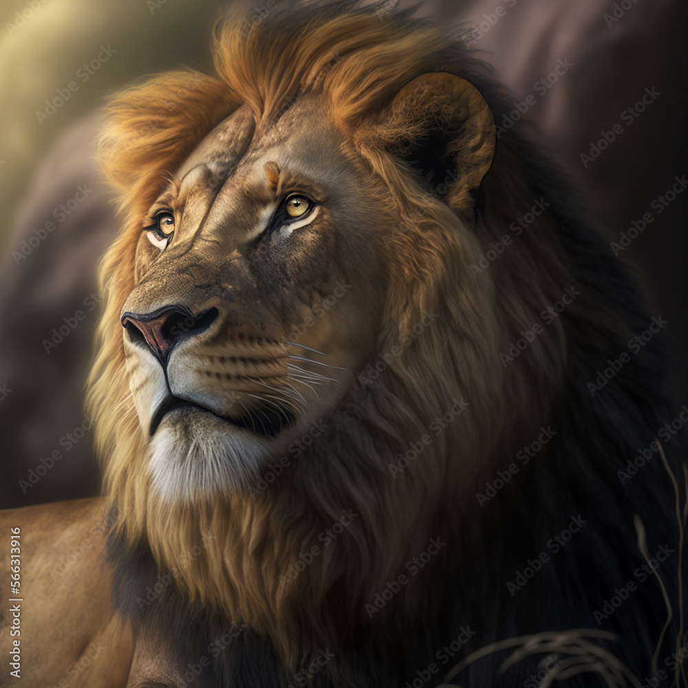 Fototapeta premium Male lion portrait, Generate ai