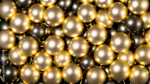background of elegant gold expensive balloons and confetti celebration , generative art by A.I.