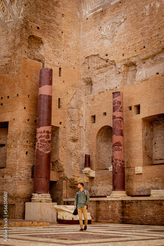 Tourists visit the ruins on the Roman Forum in Rome