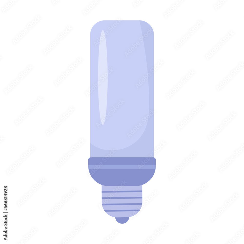Innovative light bulb flat illustration. Incandescent, halogen bulb. Cartoon bright glowing electric lamp isolated on white. Energy saving concept