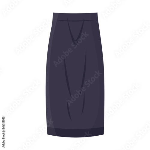 Dark grey skirt for women vector illustration. Cartoon drawing of woman clothes, long skirt isolated on white background. Clothes, fashion concept