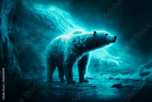 Polar bear Patronus cyan color cinematic © v.senkiv