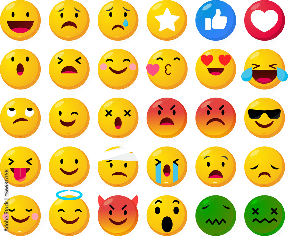 Foto de Facebook emoticon buttons. Collection of Emoji Reactions for