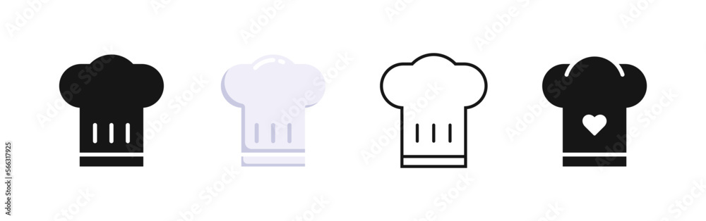 Chef hat vector set. High cook hat, cooking symbol Chef hat vector set. High cook hat, cooking symbol