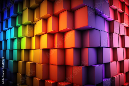 3D Cube on wall rainbow