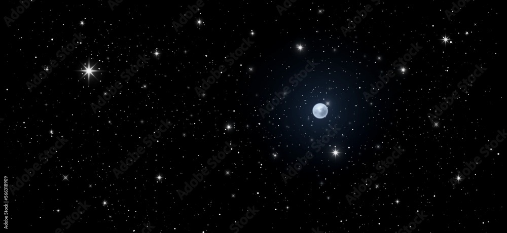 moon with starry night sky abstract background illustration 