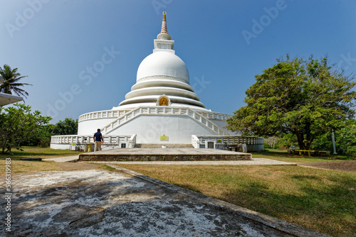 Landscape of Japanese Peace Pagoda in Rumassala  Unawatuna Sri Lanka