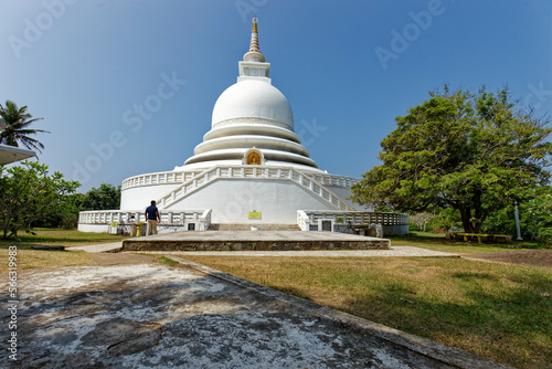 Landscape of Japanese Peace Pagoda in Rumassala, Unawatuna Sri Lanka photo