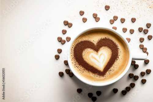 coffee with heart, good morning, valentine's day, love, father's day, mother's day, passion, breakfast in bed. generative ai 