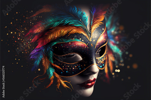 Beautiful carnival venice mask, Italy, generative ai
