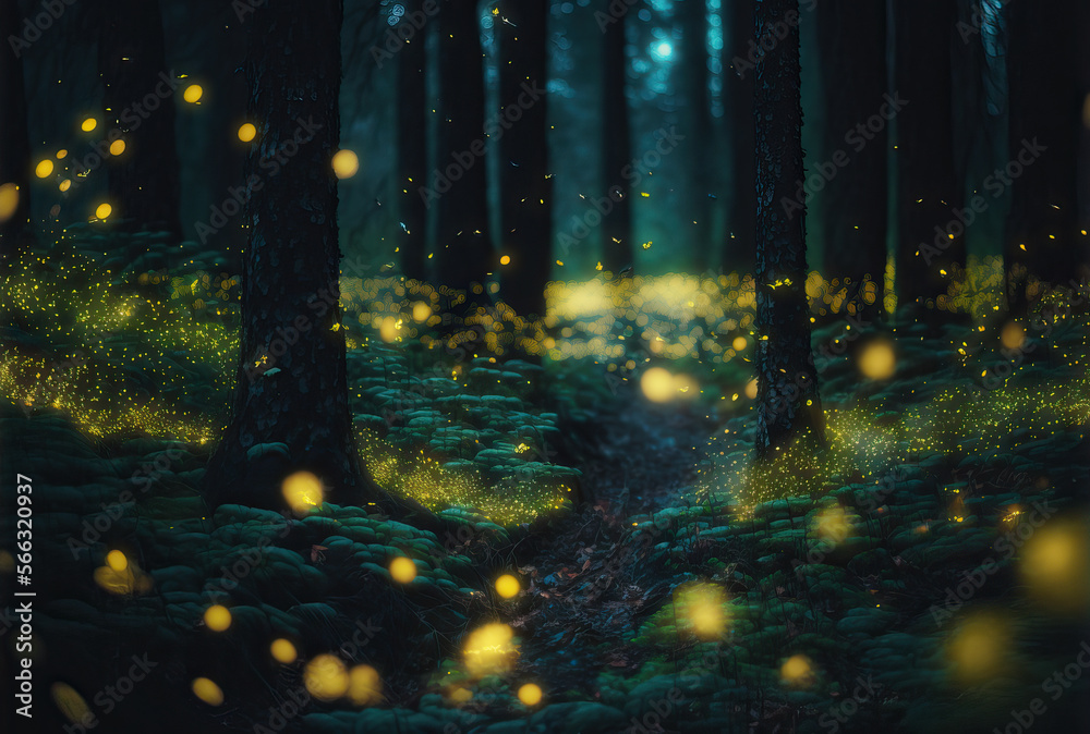 蛍が飛ぶ神秘の森, Generative AI 蛍が飛ぶ神秘の森, Generative AI