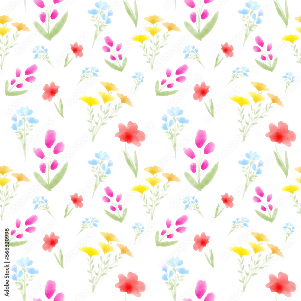 Cute watercolor flowers pattern