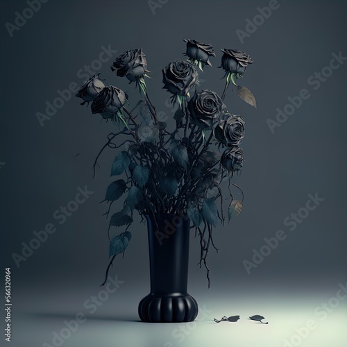 A bouquet of wilted black roses. Symbolizing lost love, breakups, sadness, evil.  photo