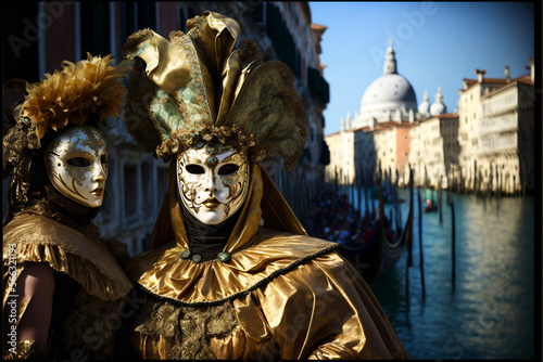 A masquerade at Carnival Venice, Italy, generative ai