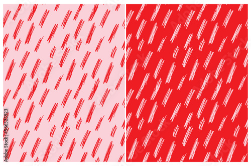 Abstract Seamless Vector Patterns. Freehand Brush Spots Isolated on a Red and Light Pink Background. Simple Irregular Geometric Print ideal for Fabric, Textile, Wrapping Paper.Abstract Scribles Print.