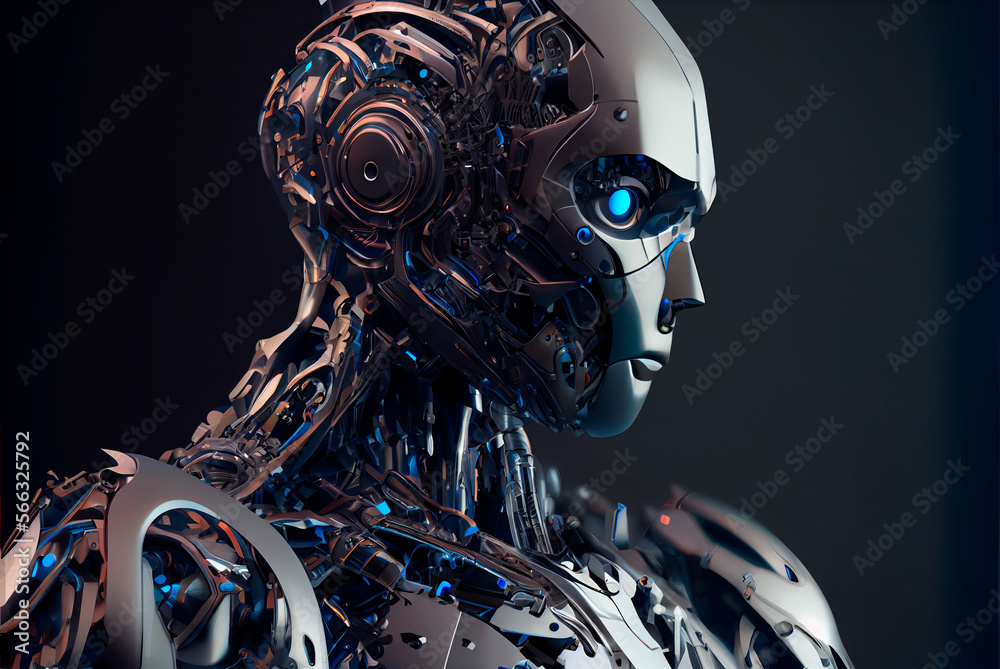 Generative AI illustration of a human robot ciborg futuristic Generative AI illustration of a human robot ciborg futuristic