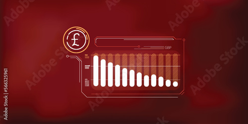 Abstract infographics about the fall of the pound sterling price.