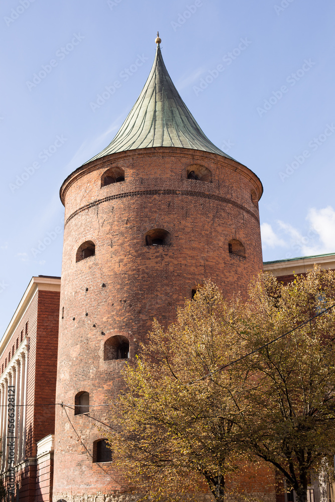 Ancient european architecture, old brick and stone buildings