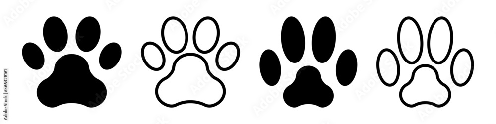Animal footprint icons. Paw foot trail print. Vector illustration isolated on white background. Animal footprint icons. Paw foot trail print. Vector illustration isolated on white background.