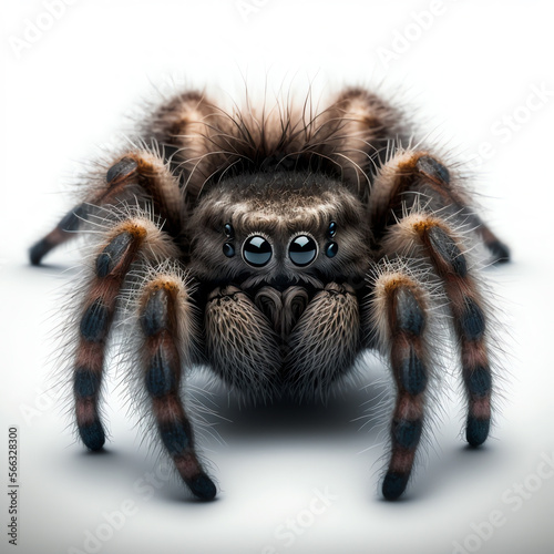 big hairy spider isolated on white background