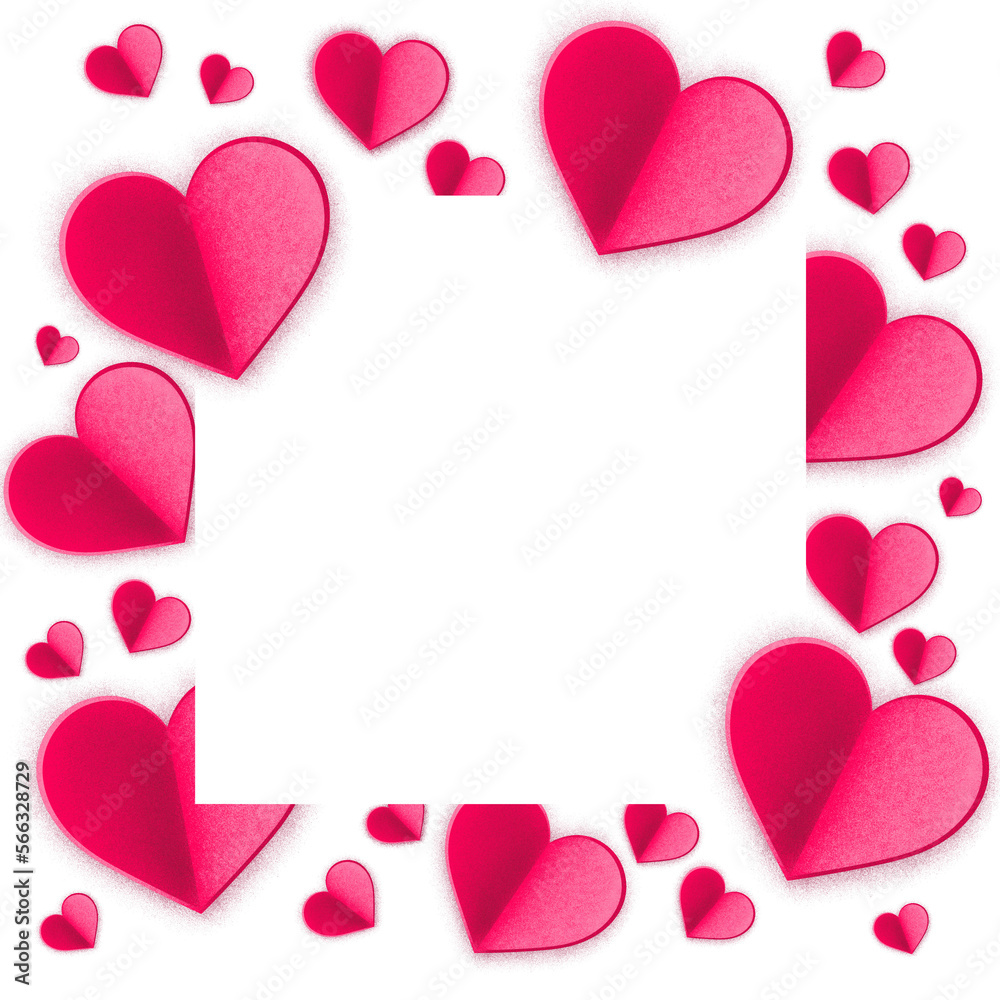 heart frame border made of pink heart