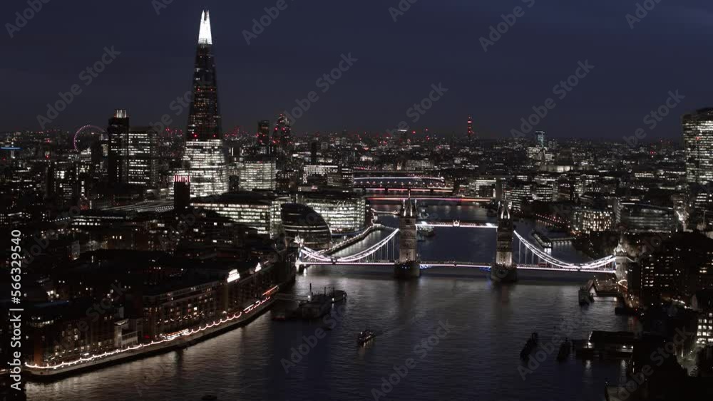Tower Bridge at night showing London Bridge and The Shard in the distance Tower Bridge at night showing London Bridge and The Shard in the distance