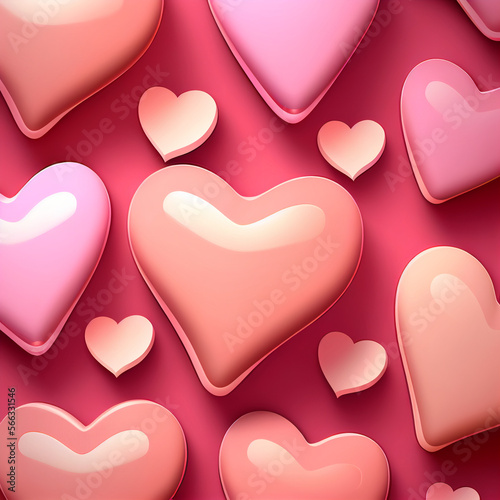 valentine hearts background, generative AI