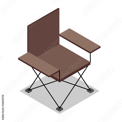 Isometric Camping Chair Vector PNG Icon Illustration