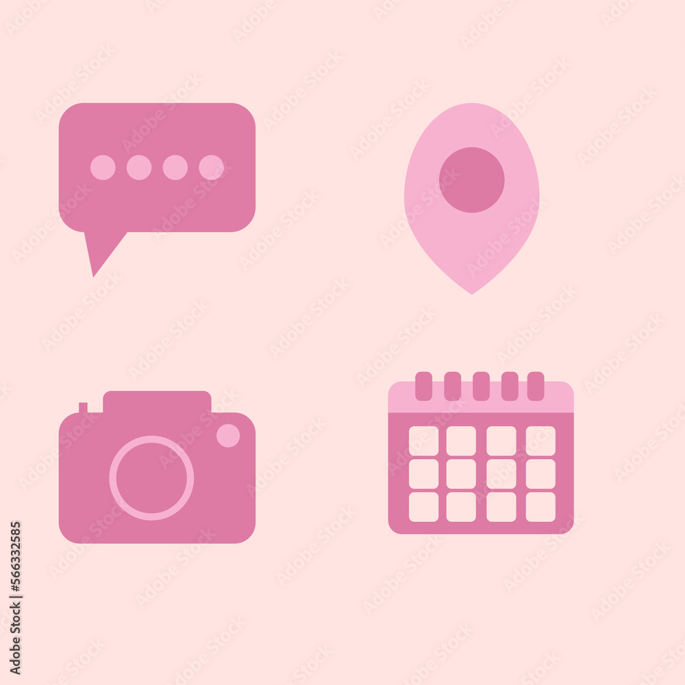 set of pink icons for web set of pink icons for web