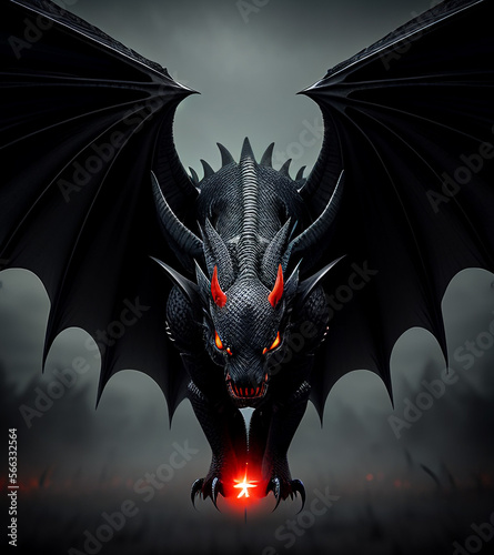 black dragon in the night, Generative AI