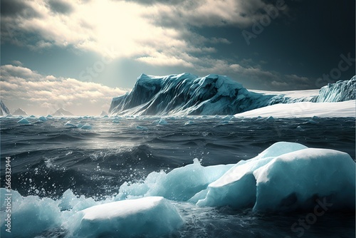 Fototapeta Arctic ocean, created with Generative AI technology