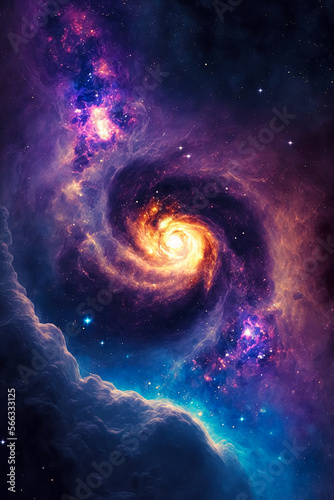 Galaxy in space textured background. Generative AI