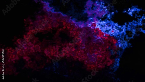 abstract animated twinkling stained background full HD seamless loop video - watercolor splotch liquid effect - color red blue black