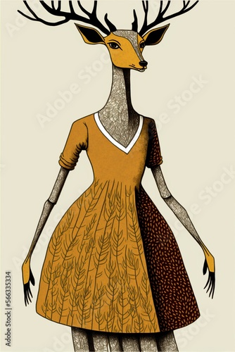 Dress in gond style, concept of Traditional and Handcrafted, created with Generative AI technology photo
