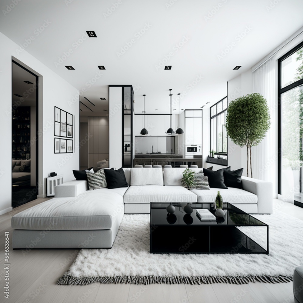 Modern minimalist design, neutral color palette of white, gray, and ...