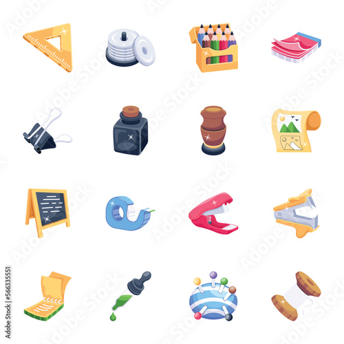 Bundle of Art Tools 2D Icons 


