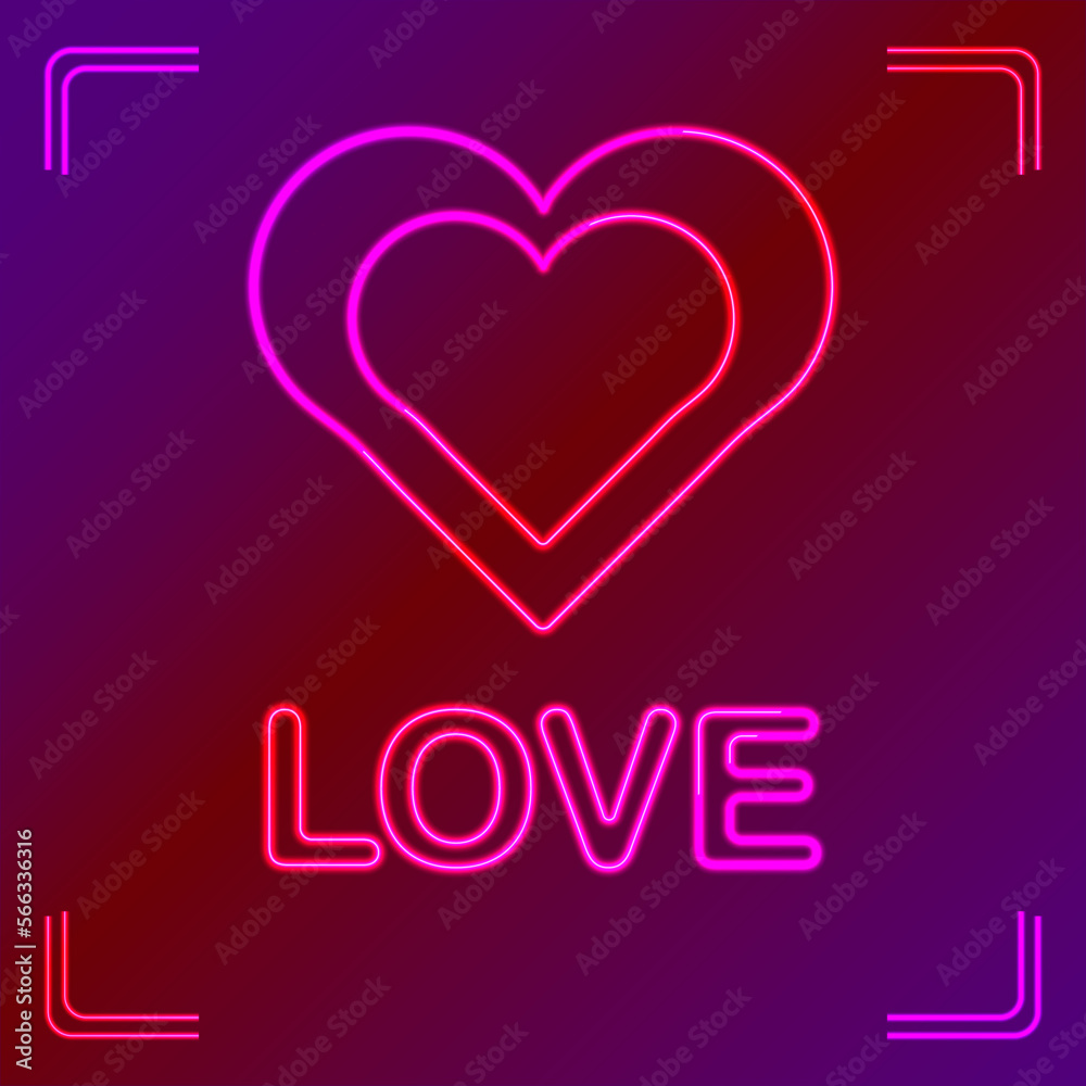 Heart design with neon effect, love, san valentine, vector illustration, editable 
