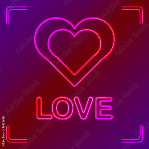 Heart design with neon effect  love  san valentine  vector illustration  editable 