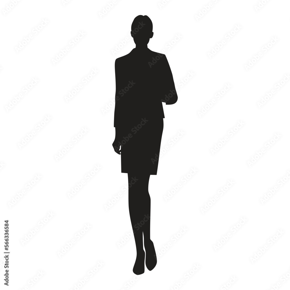 Young woman silhouette. White background.
