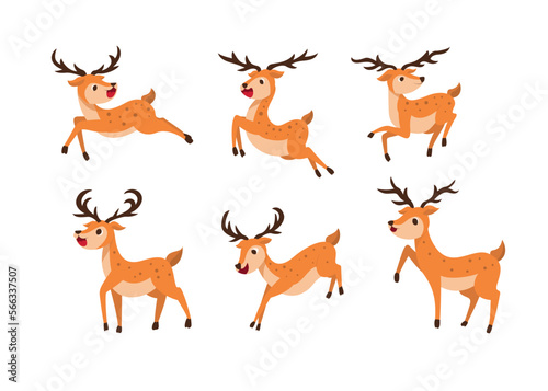 set style of vector deer on a transparent background. Isolated objects  windy illustration.
