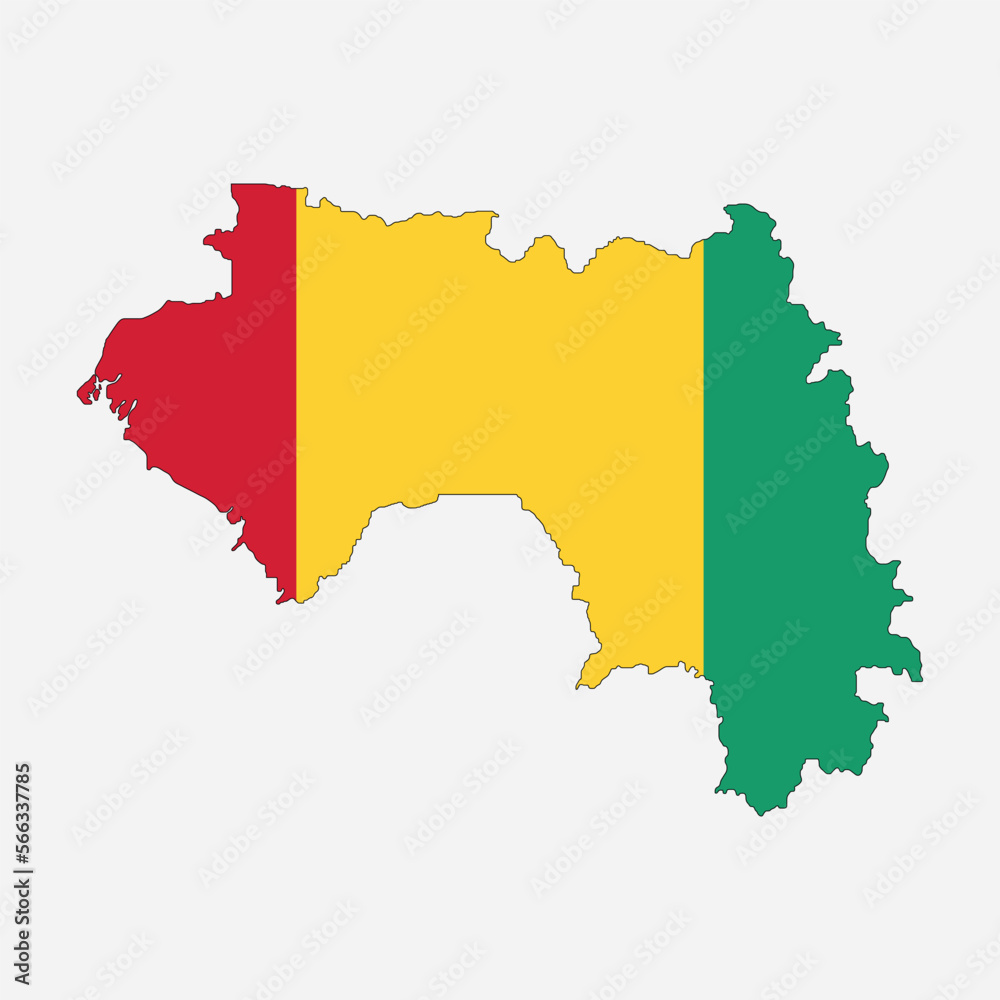 Map and flag of Guinea country outline silhouette vector illustration
Map and flag of Guinea country outline silhouette vector illustration