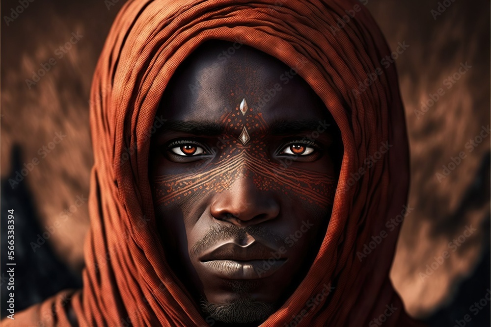 Human face in kofar mata style, concept of Traditional Art and Geometric Shapes, created with Generative AI technology Human face in kofar mata style, concept of Traditional Art and Geometric Shapes, created with Generative AI technology