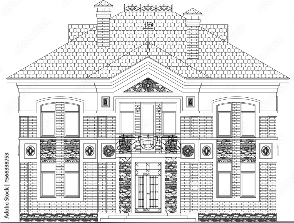 Vector sketch illustration of classic cute barbie house old building